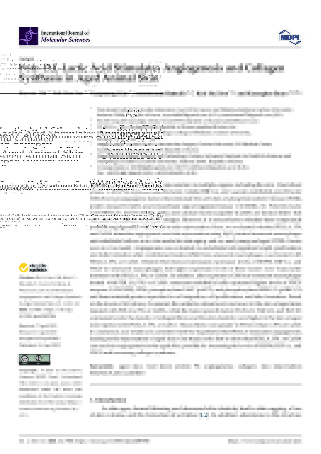 Poly-D,L-Lactic Acid Stimulates Angiogenesis and CollagenSynthesis in Aged Animal Skin